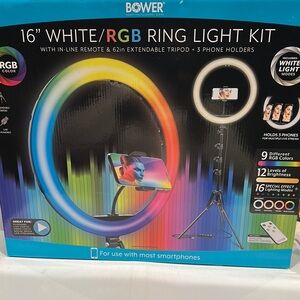 BOWER 16” White RGB Ring Light Kit W/ In-Line Remote & 62 “ Extendable Tripod.